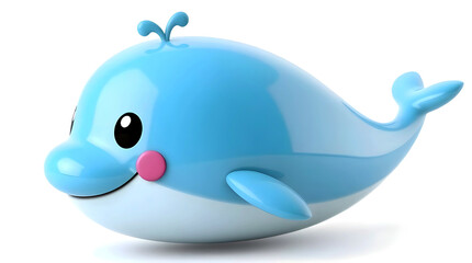 A cute blue rubber toy duck, a funny animal from the water