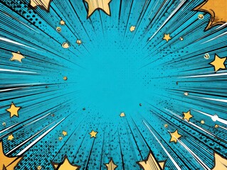 Comic Book Style Burst with Stars and Halftone