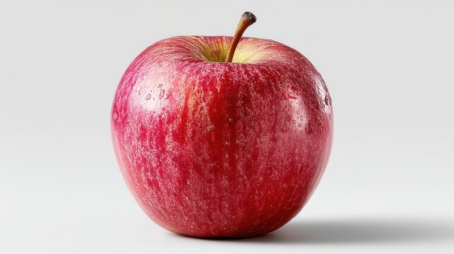 a fresh, ripe apple with a smooth red skin and crisp texture on a white isolated background, sweet and healthy design