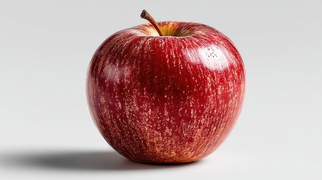 a fresh, ripe apple with a smooth red skin and crisp texture on a white isolated background, sweet and healthy design