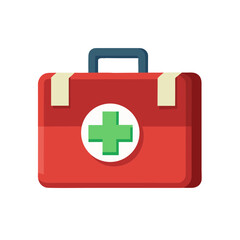 Obraz premium First Aid Kit with Green Cross for Healthcare Websites, Medical Education Materials, Emergency Preparedness Resources, and Hospital Design Projects