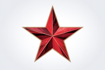Obraz premium Red Star Vector Graphic With Textured Interior And Wooden Border On White Background