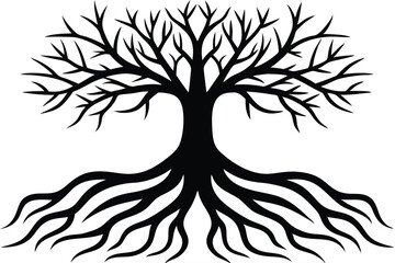 tree roots icons of silhouette vector illustration.