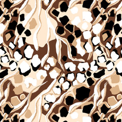 Leopard, zebra and giraffe pattern design. Hand drawn leopard zebra and giraffe pattern design. For textile and print. Beige and black color.