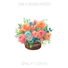 A delicate watercolor vector of a potted flower arrangement. Perfect for cozy interiors, spring designs, greeting cards, and soft botanical-themed creations.