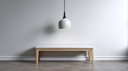 Modern Single Pendant Light Hanging Over Minimalist Bench