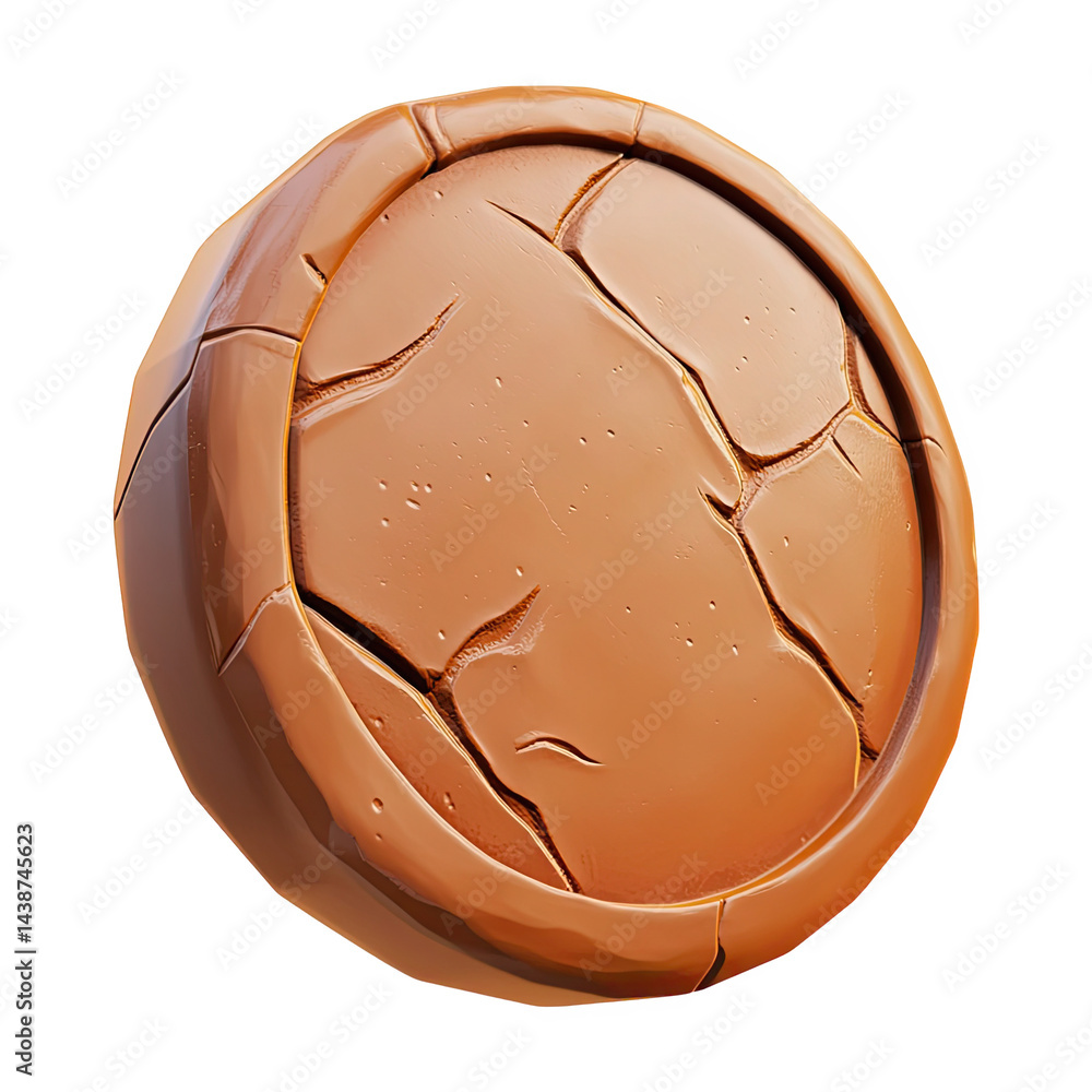Poster stylized brown stone texture circular game asset design element 3d ui ux on transparent background