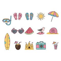 Minimalist Beach Icons Vector Collection