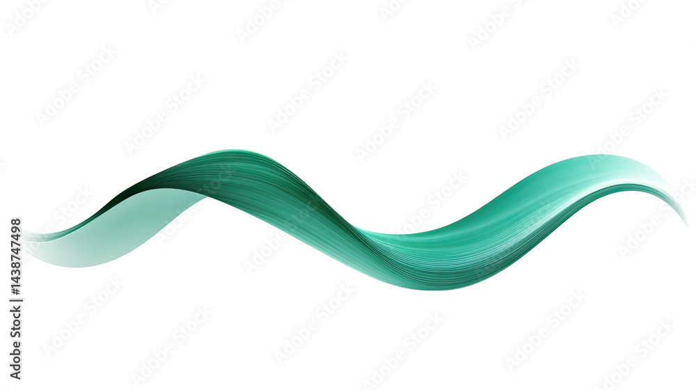 Poster abstract teal green wave flowing dynamic design element background art on transparent background