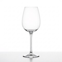 Obraz premium Clear wine glass with a stem and round base, isolated on a white background