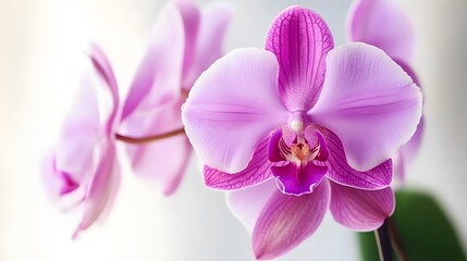 Closeup of Beautiful Pink Orchid Flowers Blooming