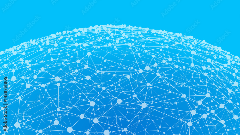 Aufkleber Technology abstract shape. Dots connected by lines. Minimalist mesh sphere. Abstract polygonal shape.