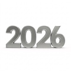 Silver metallic numbers 2026, symbolizing the upcoming year,