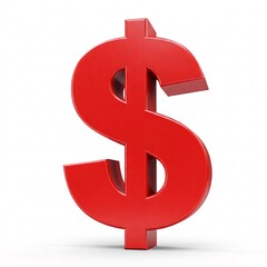 A glossy red dollar sign, isolated