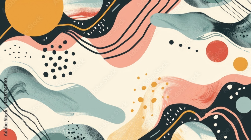 Poster abstract shapes and patterns in muted colors. background image of vibrant color with geometric shape