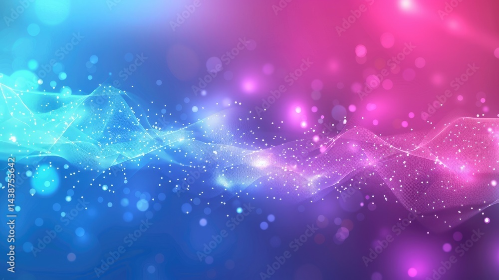 Poster wonderful picture colorful pink light sparkling particles scattered across space background, create 