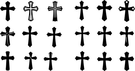 Fototapeta premium Christian cross set. Abstract religious cross icon collection. Set of cross icons for religion. Cross shape collection 