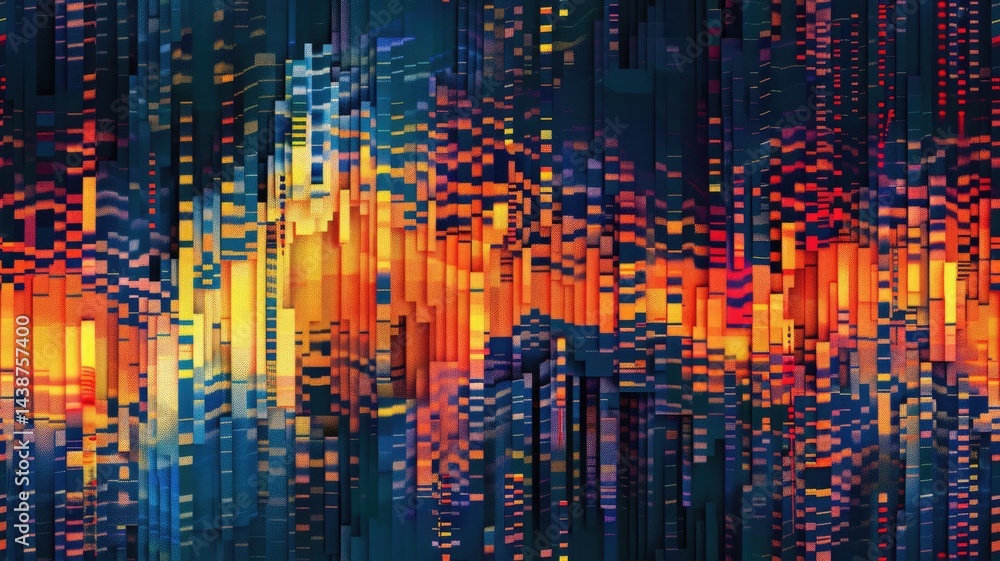 Poster abstract picture of neon light particle with digital technology style design connecting become dynam