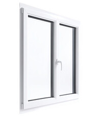 Modern white double pane window frame design for home improvement pvc new on transparent background