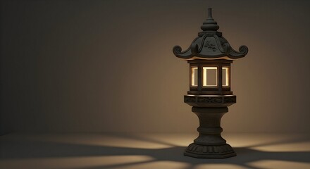 Glowing Pagoda Lantern Illuminating Room Casting Warm Light