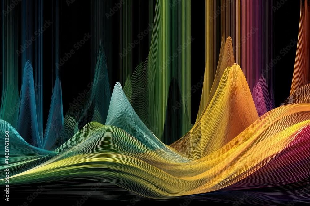 Leinwandbilder Flowing Spectrum Creates Immersive Visual Representation of Algorithmic Art and Vibrant Color Contrasts