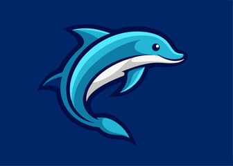 Fototapeta premium Oceanic Delight: A vibrant illustration of a playful dolphin leaping through the water, the embodiment of marine grace and joy.