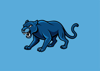 Obraz premium Bold and Fearless: A captivating panther, rendered in bold lines and striking colors, epitomizes the essence of strength and determination, embodying a powerful spirit. 