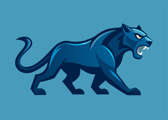Fototapeta premium Roaring Black Panther Icon: An intense black panther, meticulously illustrated in a striking vector style, ready to symbolize power, elegance, and untamed freedom.