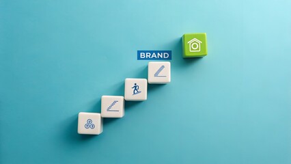 Obraz premium Brand Stairway to Success: A conceptual visual of a 