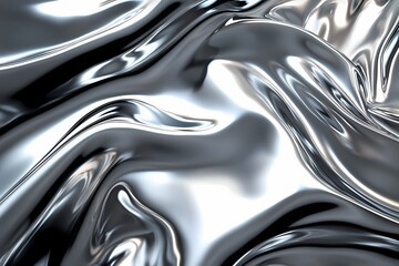 Liquid Metal Abstract Art Sleek reflective silver waves flowing and dynamic with a cool modern aesthetic