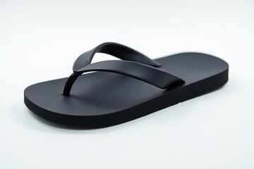 Single black flip-flop on white background, studio shot, simple, fashion