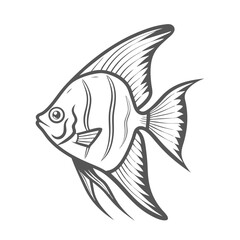 Angelfish Freshwater Pterophyllum Scalare Line Art