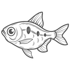 Ember Tetra Fish Outline Illustration
