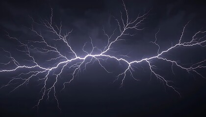 Electric Storm: Mesmerizing Lightning Bolt Branching Across Night Sky awe dark power nature energy  