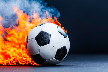 Fototapeta premium Intense burning soccer ball match concept