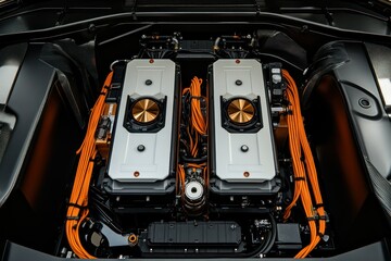 Electric Car Engine Closeup. (1)