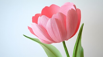 Elegant Pink Crepe Paper Tulip Flower Blossom