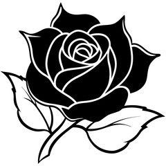 Minimal Rose Flower Vector on White