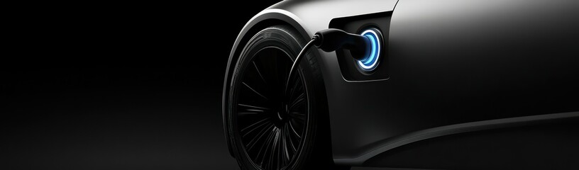 EV charging with dark background.