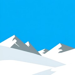 Snowy Mountain Peaks under a Vivid Blue Sky A Stunning Winter Landscape Illustration