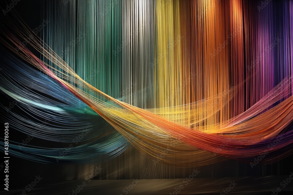 Poster Vibrant Flowing Spectrum Representing Algorithmic Art in a Captivating Display of Color and Movement