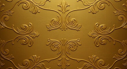 Fototapeta premium Luxurious Golden Ornate Background: Elegant Intricate Decorative Patterns for Design Projects art 