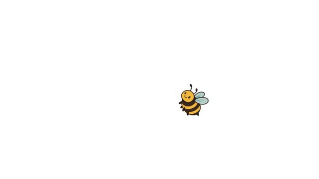 Cartoon Bumblebee cute and whimsical flying randomly for children's content or nature themes.
