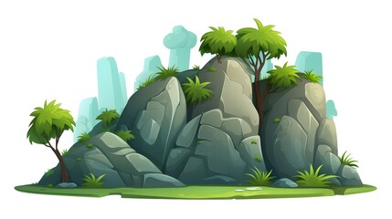 Professional Vector Cartoon Illustration of Green Stone Game Sla