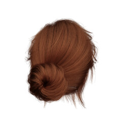 3d render red messy tied hair isolated