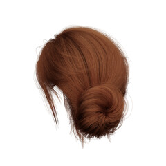 3d render red messy tied hair isolated