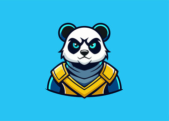 Naklejka premium Mighty Panda Guardian: A fierce panda illustration, embodies strength and courage. Sporting a determined gaze and powerful stance, stands ready for any challenge.