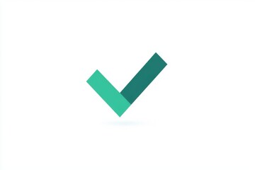 Modern check mark icon.  Simple, clean, and visually appealing design using teal and teal-green hues.  Ideal for user interfaces, web design, or other applications needing a clear confirmation symbol