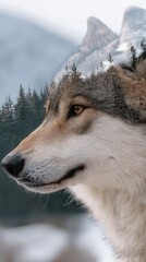 Obraz premium Wild wolf in snowy mountains