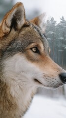 Obraz premium Wolf in snowy forest